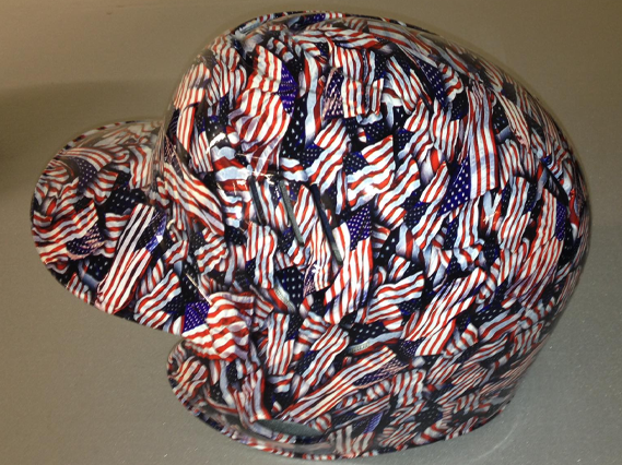 hydro dipped hard hat with american flag design